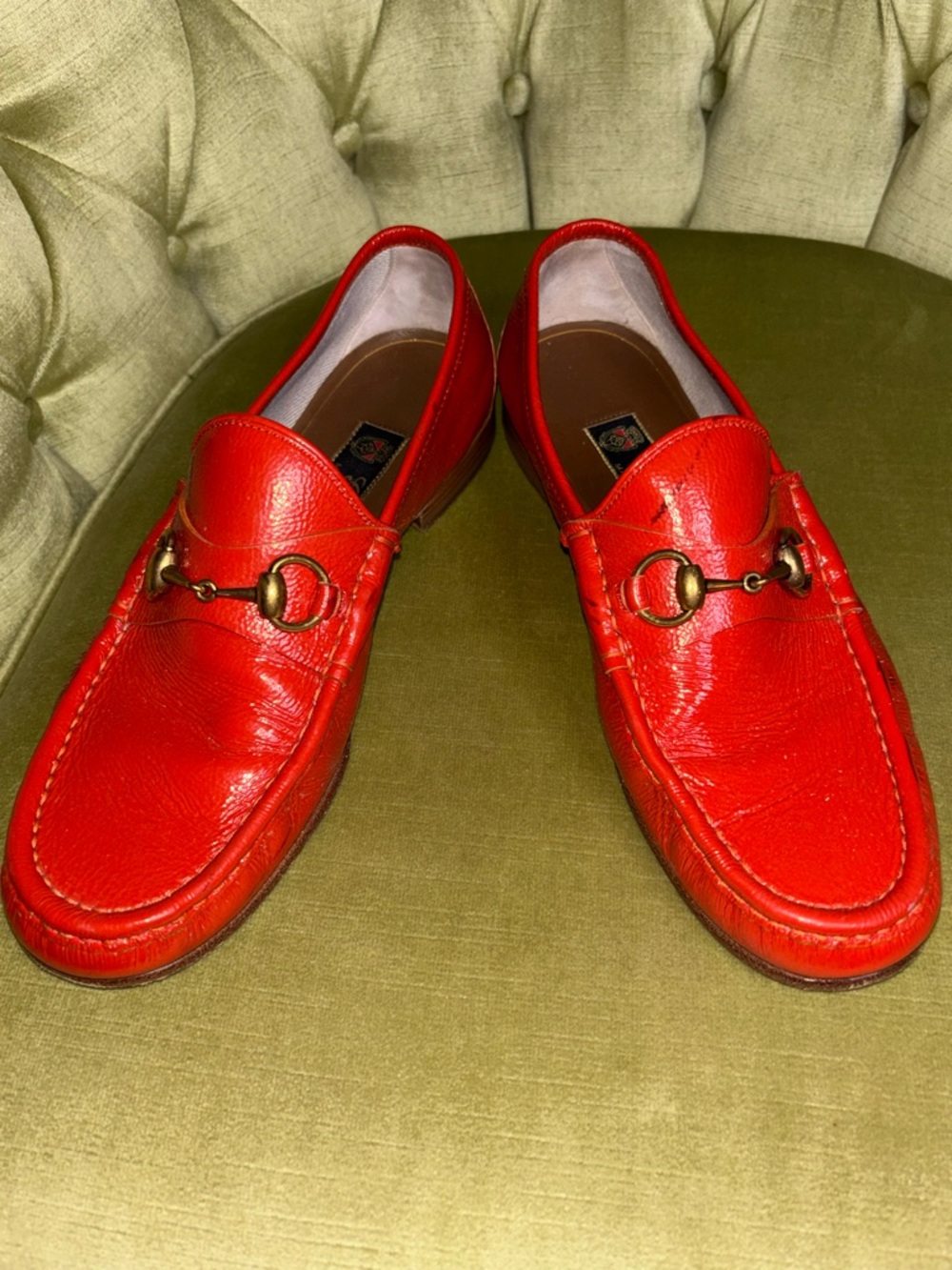 Authentic Gucci 1953 Pumpkin Patent Leather Mens Loafer Size 8 - Picture 5 of 11